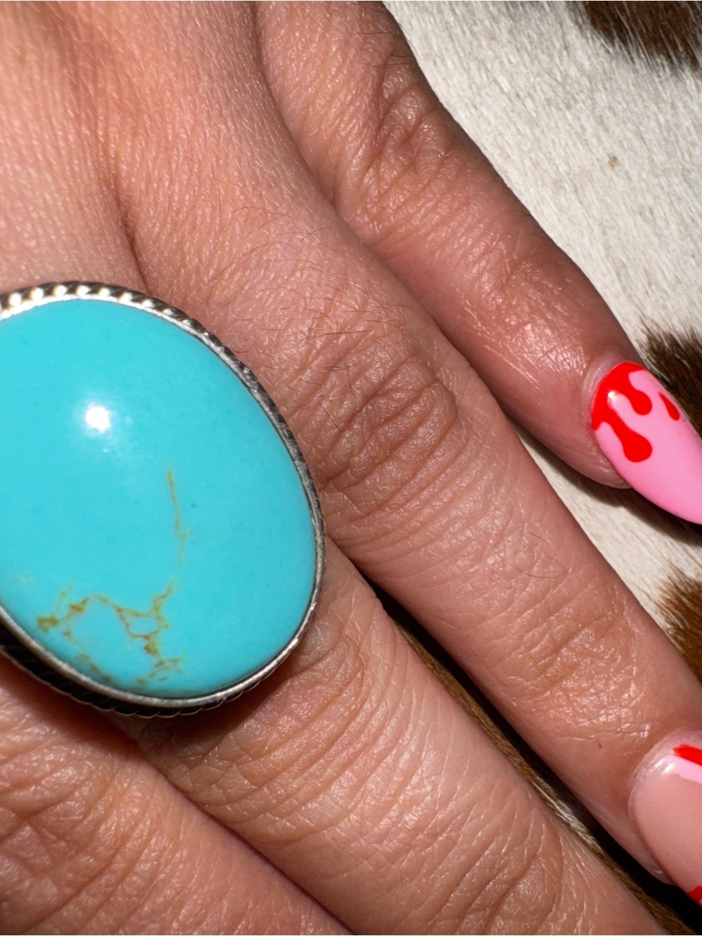 Turquoise Oval Statement Ring -